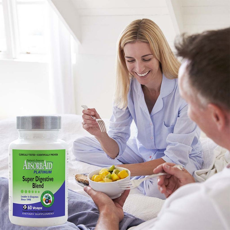 Nature's Sources AbsorbAid Platinum Super Digestive Enzyme & Probiotic Blend Vegetarian Capsules For Digestive Support, Pack of 60's