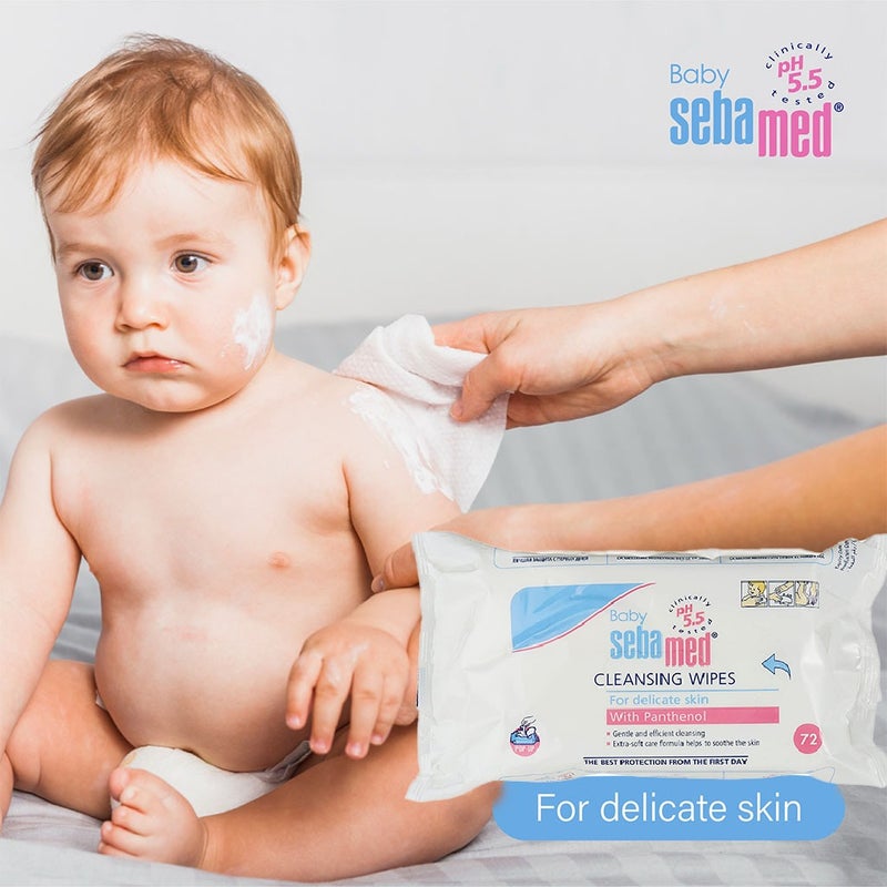 Sebamed Baby Cleansing Wet Wipes With Panthenol For Delicate Skin, Pack of 5 x 72's