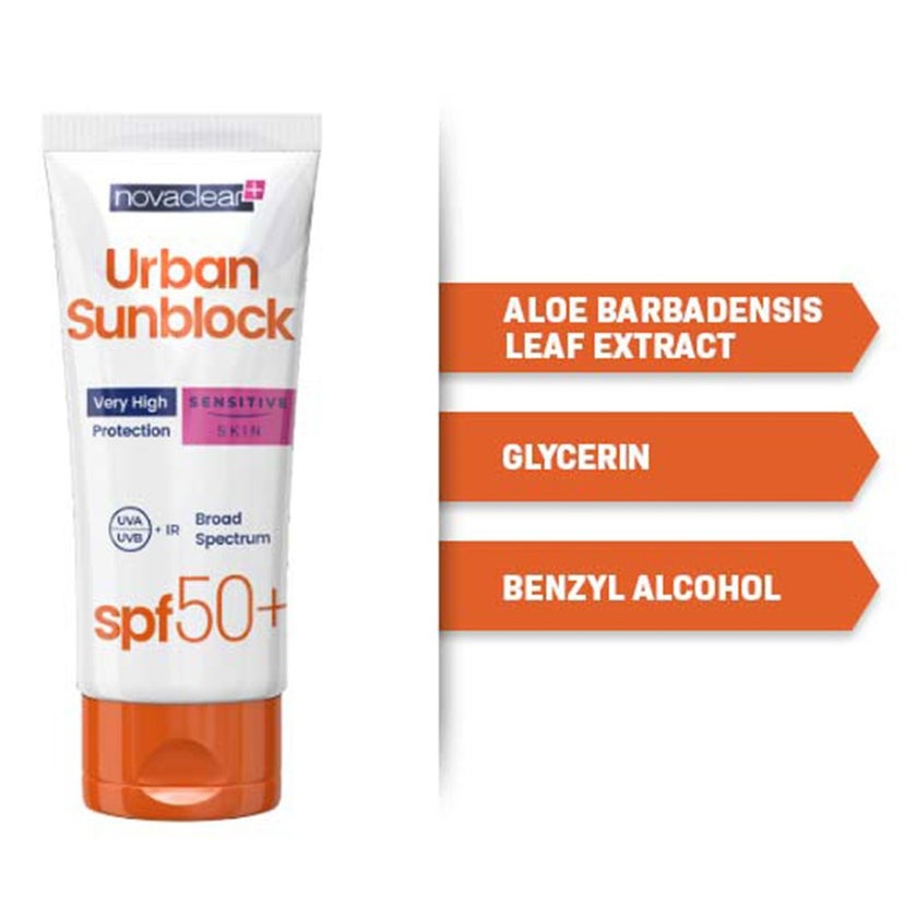Novaclear Urban Sunblock SPF 50+ Face Sunscreen For Sensitive Skin 40ml, Value Pack of 1+2's