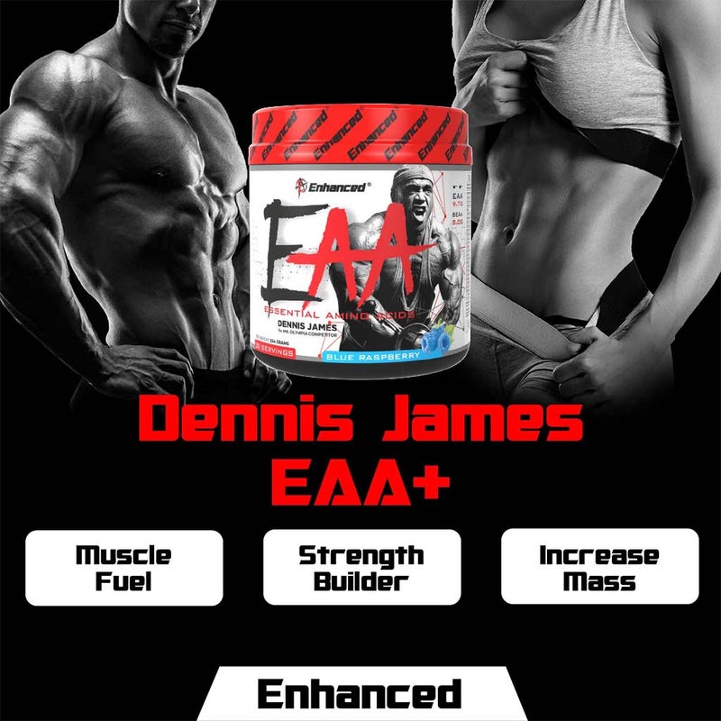 Enhanced Labs Dennis James’ EAA Essential Amino Acids & BCAA, Mass & Strength Builder Formula, Blue Raspberry 234g
