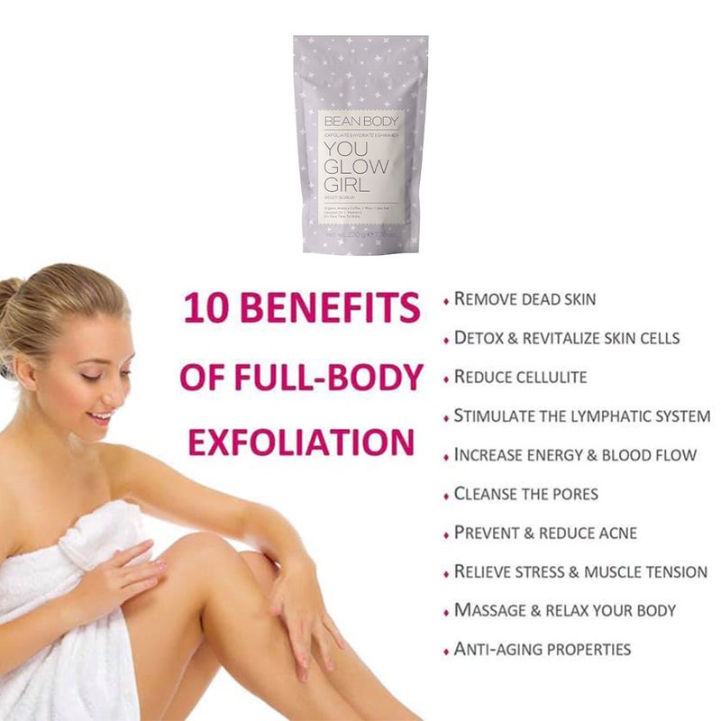 BeanBody You Glow Girl Shimmer Exfoliating Body Scrub With Coffee & Hyaluronic Acid 220g