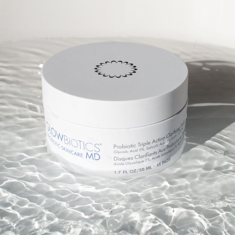 GlowBiotics Probiotic Triple Action Acne Clarifying Pad With Non-Drying AHA & BHA, Pack of 45's
