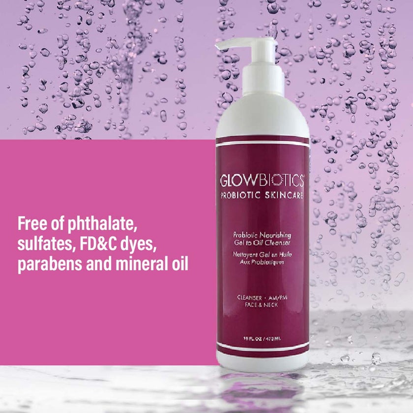 GlowBiotics Probiotic Nourishing Gel to Oil Face Cleanser For Dry, Normal & Sensitive Skin 473ml