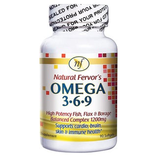 Natural Fervor Omega 3 6 9 Flaxseed Oil, Borage Seed Oil, Fish Oil Supplement Softgels, Pack of 90's