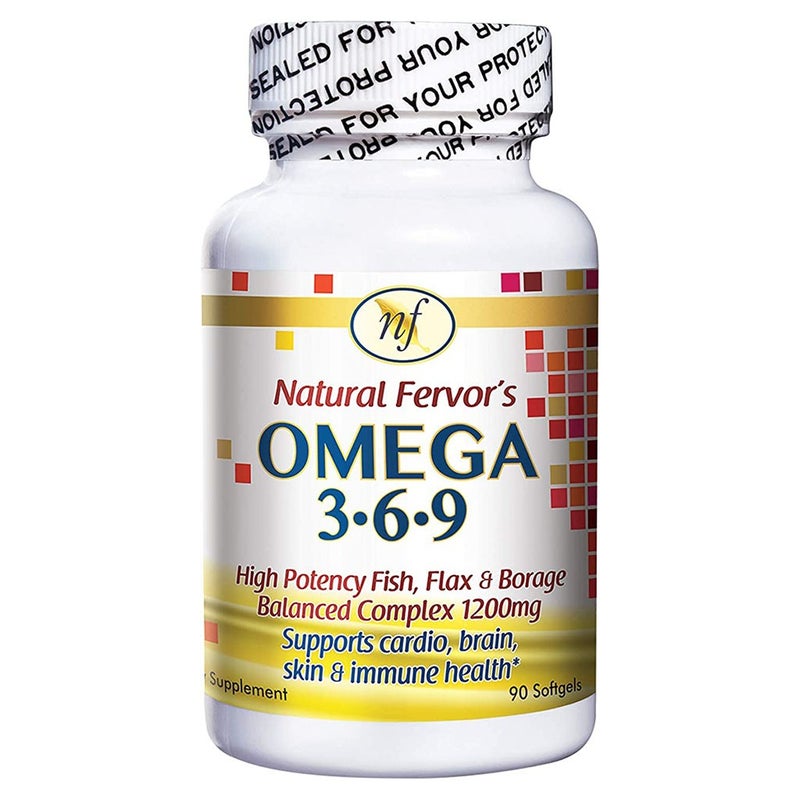 Natural Fervor Omega 3 6 9 Flaxseed Oil, Borage Seed Oil, Fish Oil Supplement Softgels, Pack of 90's