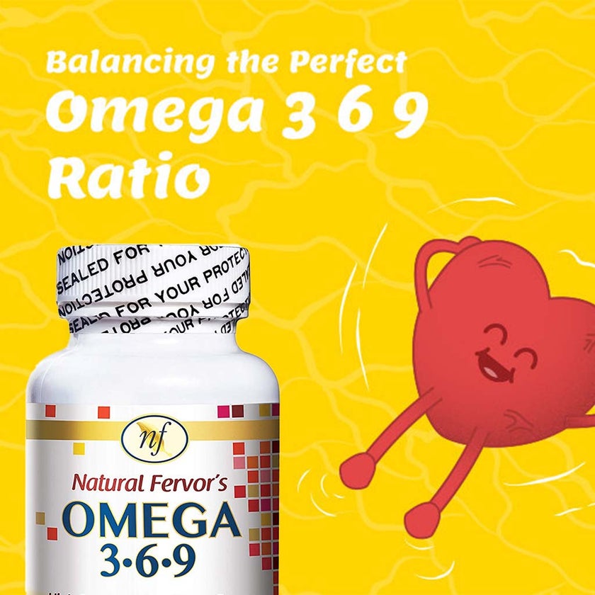 Natural Fervor Omega 3 6 9 Flaxseed Oil, Borage Seed Oil, Fish Oil Supplement Softgels, Pack of 90's