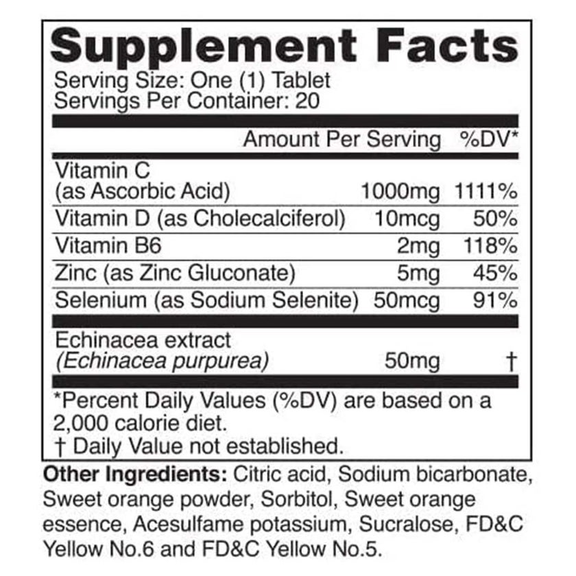 Natural Fervor Vitalshield Immune Support Effervescent Tablets, Pack of 20's