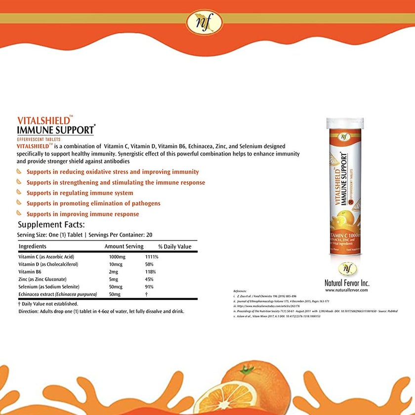 Natural Fervor Vitalshield Immune Support Effervescent Tablets, Pack of 20's