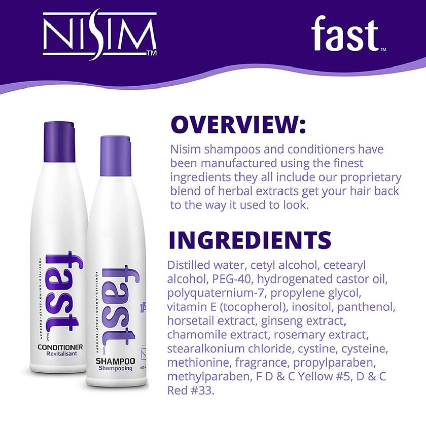 Nisim FAST Fortified Amino Scalp Therapy 300ml Sulfate Free Shampoo & Conditioner, Pack of 2's