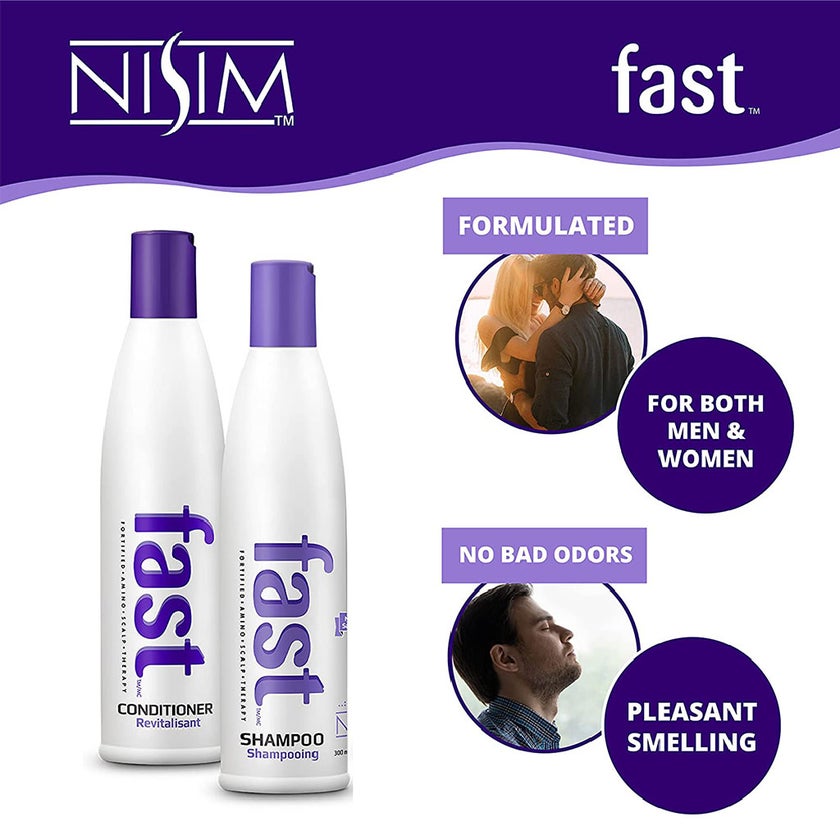Nisim FAST Fortified Amino Scalp Therapy 300ml Sulfate Free Shampoo & Conditioner, Pack of 2's