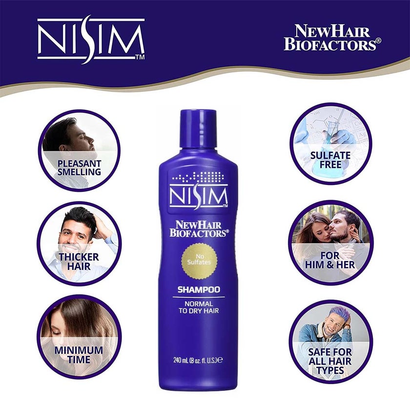 Nisim NewHair Biofactors Sulphate Free Shampoo For Normal To Dry Hair 240ml