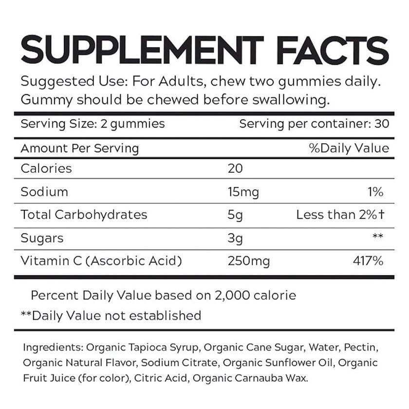 Fade Fit Gelatin-Free Vitamin C Adult Gummies For Antioxidant & Immune Support, Pack of 60's