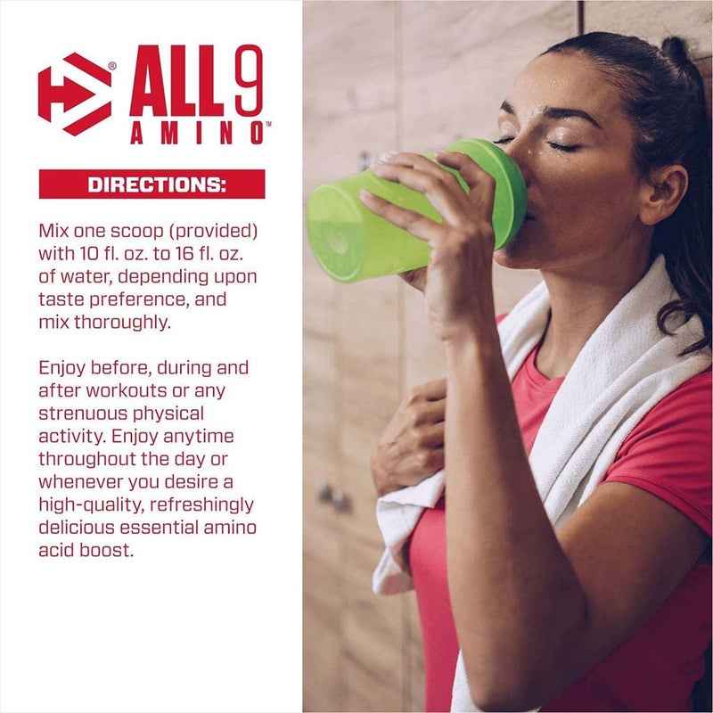 Dymatize All 9 Amino Full Spectrum BCAAs & EAAs Sports Supplement For Recovery, Juicy Watermelon 450g