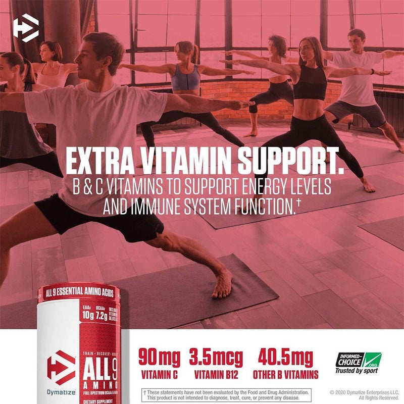 Dymatize All 9 Amino Full Spectrum BCAAs & EAAs Sports Supplement For Recovery, Juicy Watermelon 450g