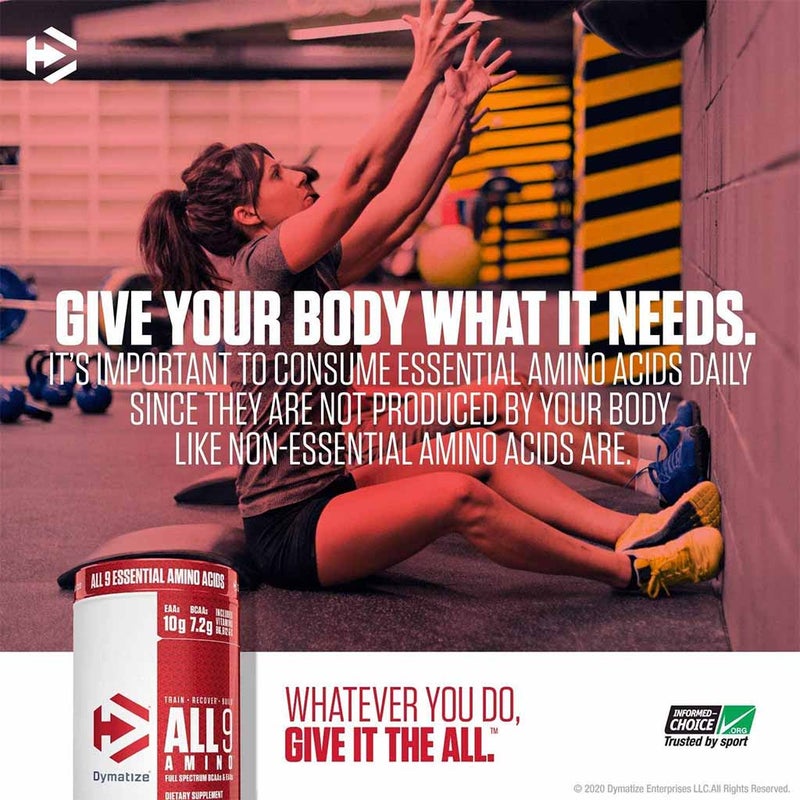 Dymatize All 9 Amino Full Spectrum BCAAs & EAAs Sports Supplement For Recovery, Juicy Watermelon 450g