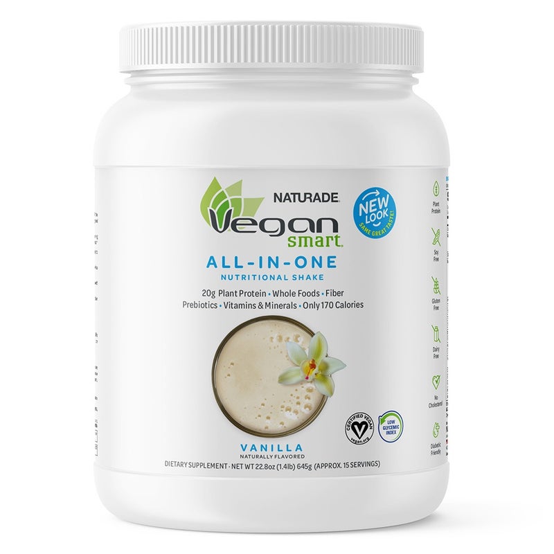Naturade VeganSmart All-in-One Nutritional Shake Powder, Vanilla Flavor, 15 Servings - 645g