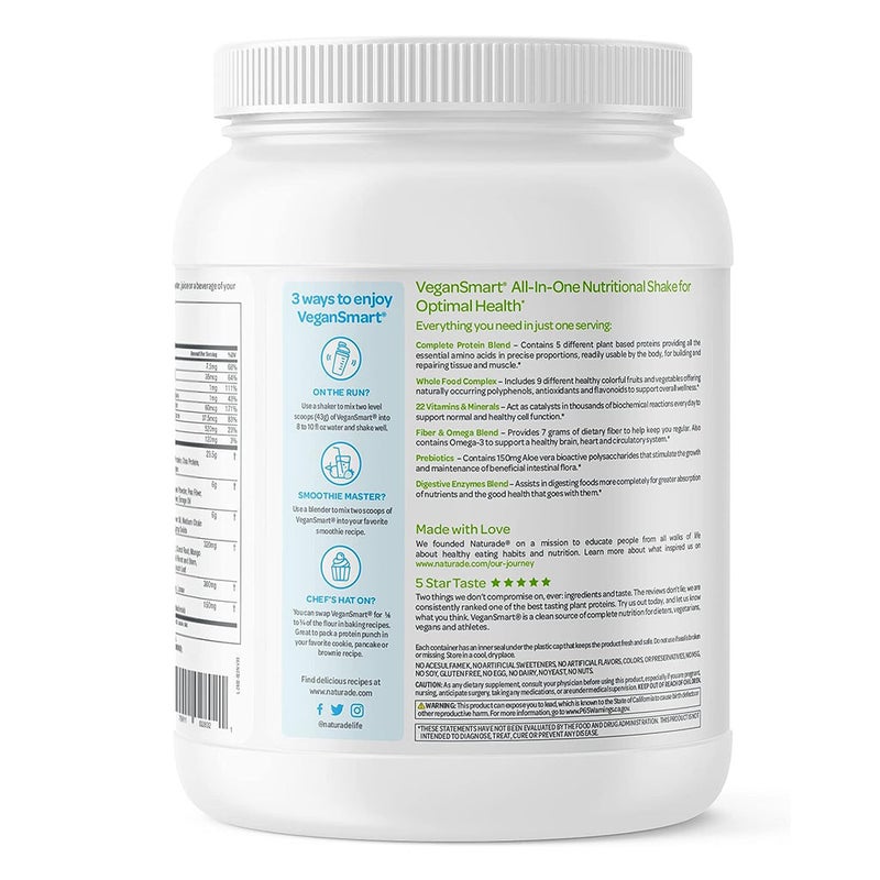 Naturade VeganSmart All-in-One Nutritional Shake Powder, Vanilla Flavor, 15 Servings - 645g
