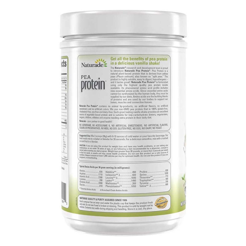 Naturade Pea Protein Vegan Shake Plant Based Protein Powder, Vanilla Flavor, 12 Servings - 444g
