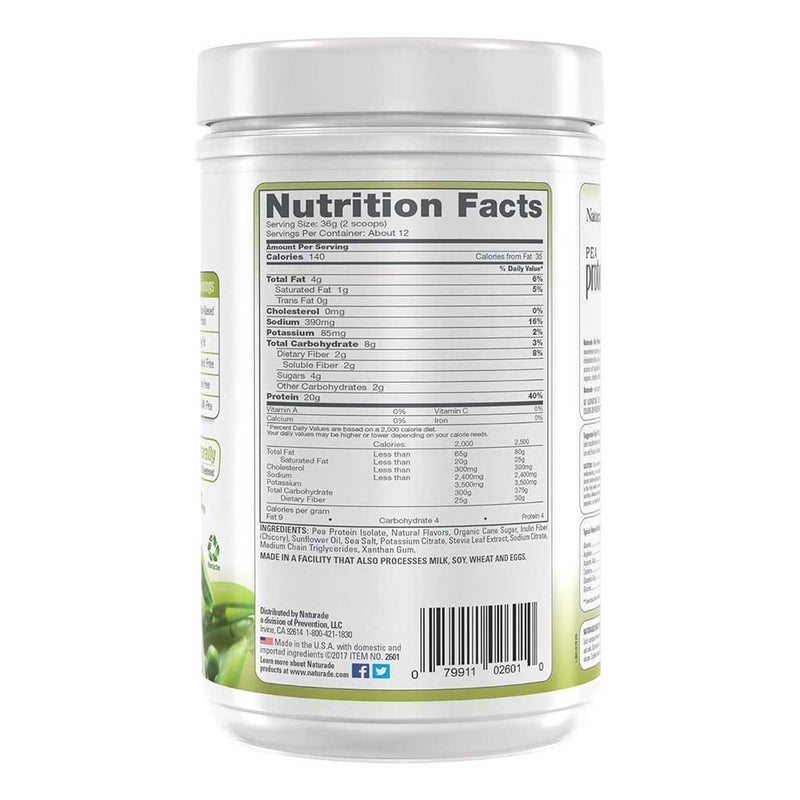 Naturade Pea Protein Vegan Shake Plant Based Protein Powder, Vanilla Flavor, 12 Servings - 444g