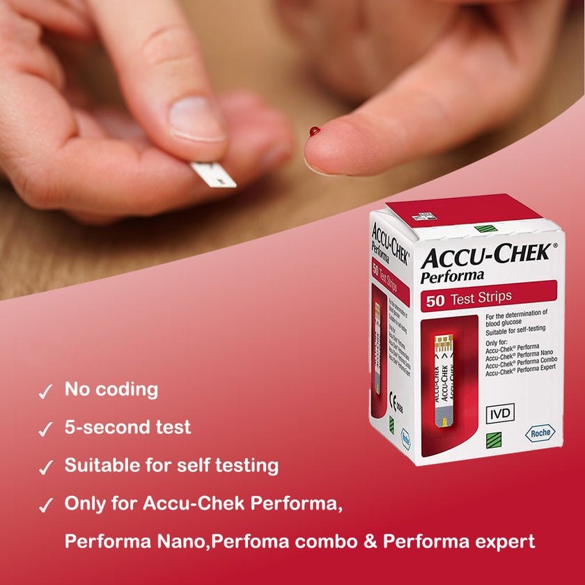Accu-Chek Performa Blood Sugar Test Strips Pack of 50's, 1+1 PROMO PACK