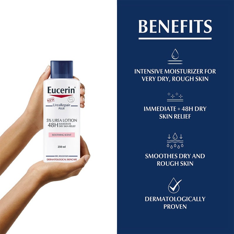 Eucerin Urea Repair Plus 5% Urea Lotion With Soothing Scent For 48Hour Dry & Rough Skin Relief 250ml