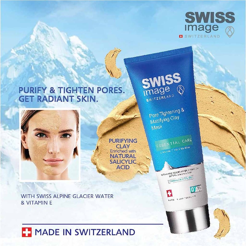 Swiss Image Essential Care Pore Tightening & Mattifying Clay Mask For Combination To Oily Skin Types 75ml