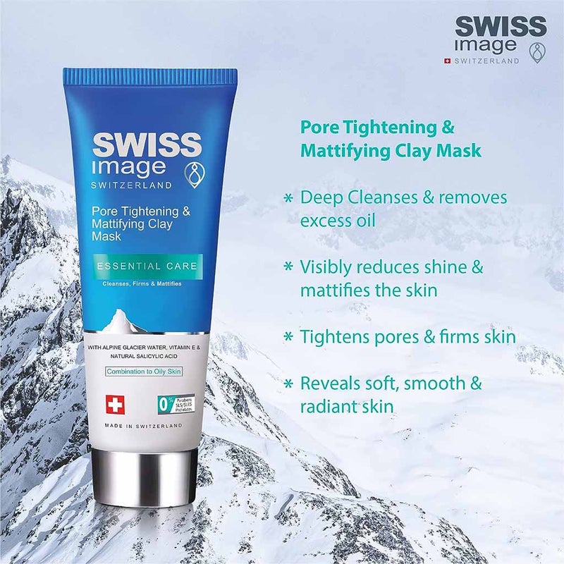 Swiss Image Essential Care Pore Tightening & Mattifying Clay Mask For Combination To Oily Skin Types 75ml
