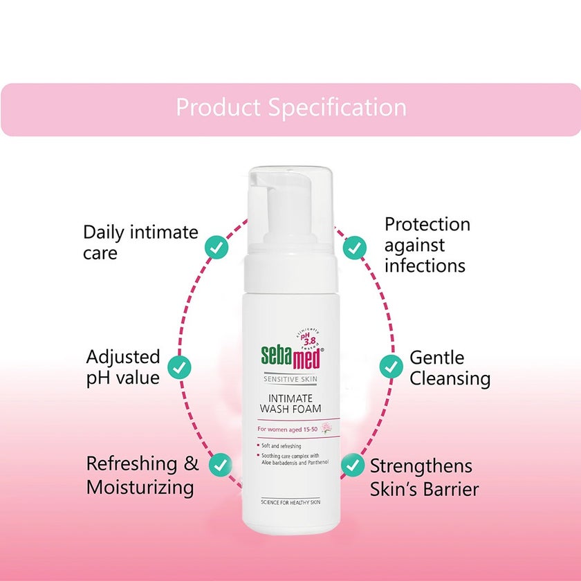 Sebamed Sensitive skin Intimate Wash Foam, Soft & Refreshing 150ml