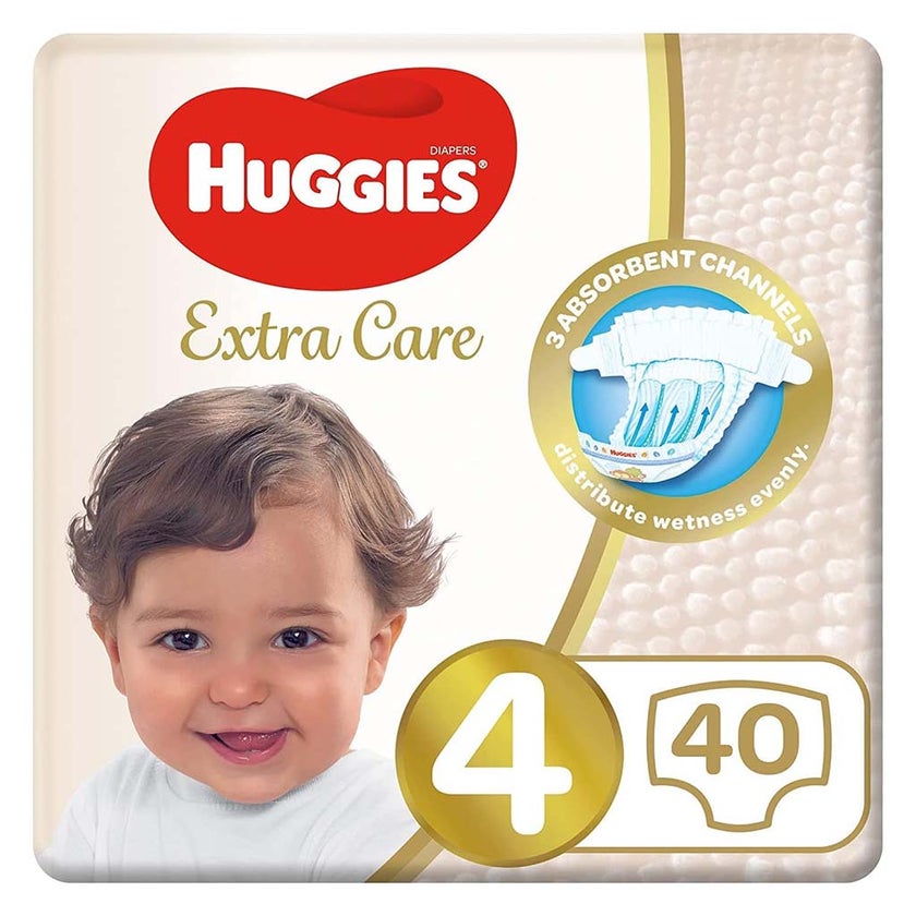 Huggies Extra Care Baby Diapers, Size 4, 8-14Kg, Pack of 40's