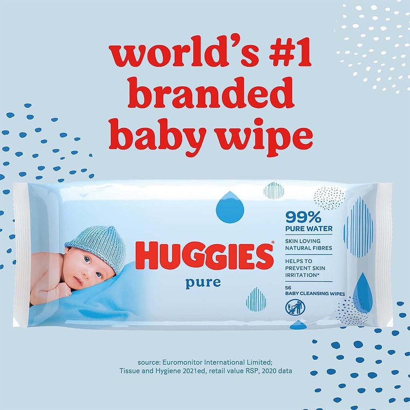 Huggies Pure Cleansing Baby Wet Wipes, Promo Pack of 224's
