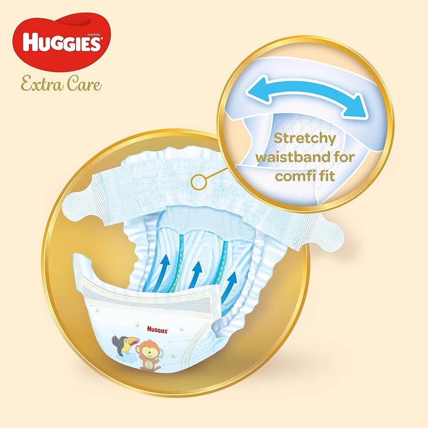 Huggies Extra Care Baby Diapers, Size 4+, For 10 -16 kg Baby, Pack of 38's