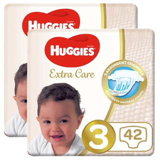 Huggies Extra Care Baby Diapers, Size 3, For 4-9kg Baby, Promo Pack of 2 x 42's