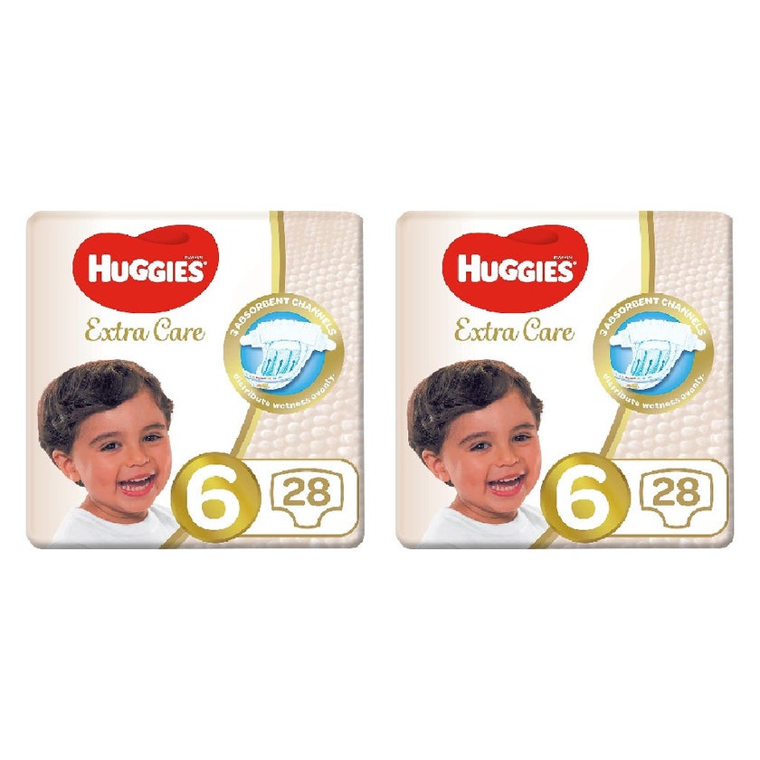 Huggies Extra Care Baby Diapers, Size 6, For 15+kg Baby, Promo Pack of 2 x 28's