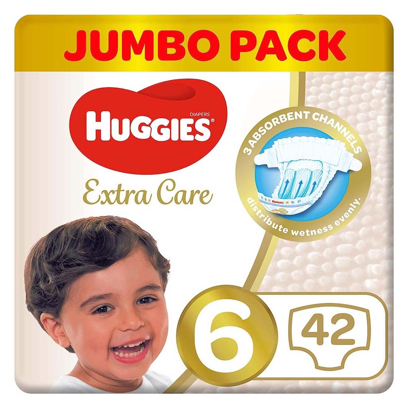 Huggies Extra Care Baby Diapers, Size 6, For 15+kg Baby, Pack of 42's