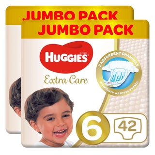 Huggies Extra Care Baby Diapers, Size 6, For 15+Kg, Promo Jumbo Pack of 2 x 42's