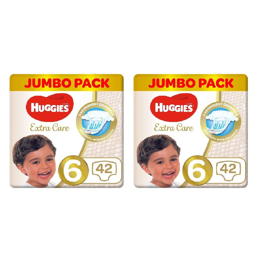 Huggies Extra Care Baby Diapers, Size 6, For 15+Kg, Promo Jumbo Pack of 2 x 42's