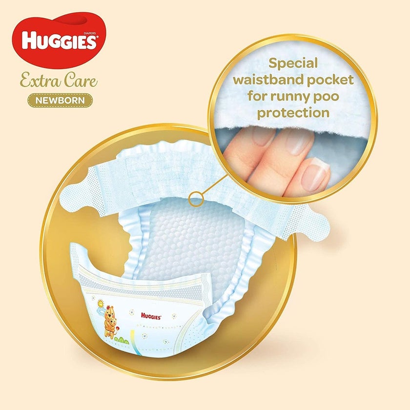 Huggies Extra Care Newborn Diapers, Size 1, 1-5Kg, Promo Jumbo Pack of 2 x 64's