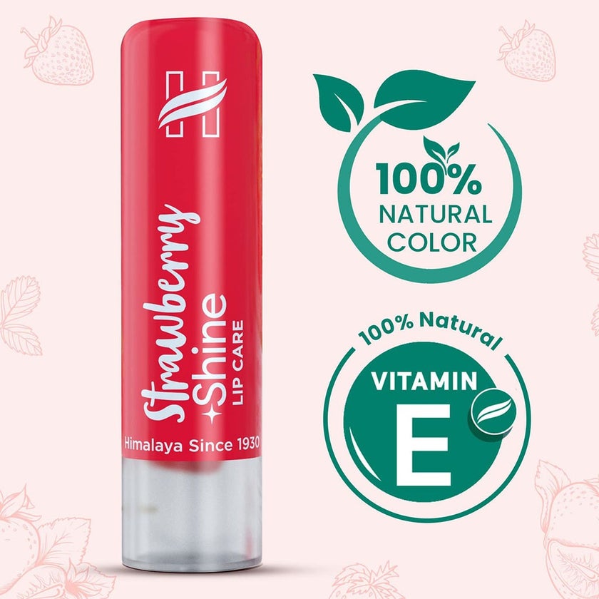 Himalaya Strawberry Shine Lip Balm For Dry Chapped Lips 4.5g
