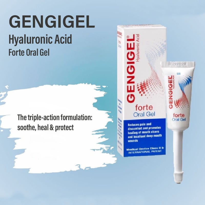 Gengigel Forte Hyaluronic Acid Oral Gel, Pain Relieving Oral Gel For Mouth Ulcers & Mouth Wounds 8ml