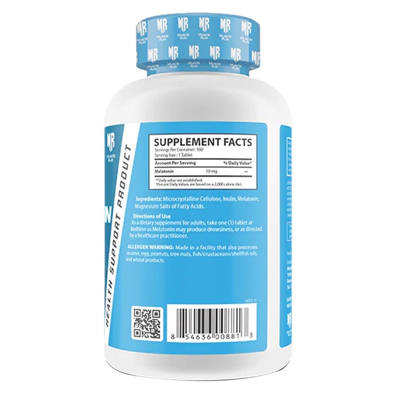 Muscle Rulz 10mg Melatonin Tablets, Pack of 100's