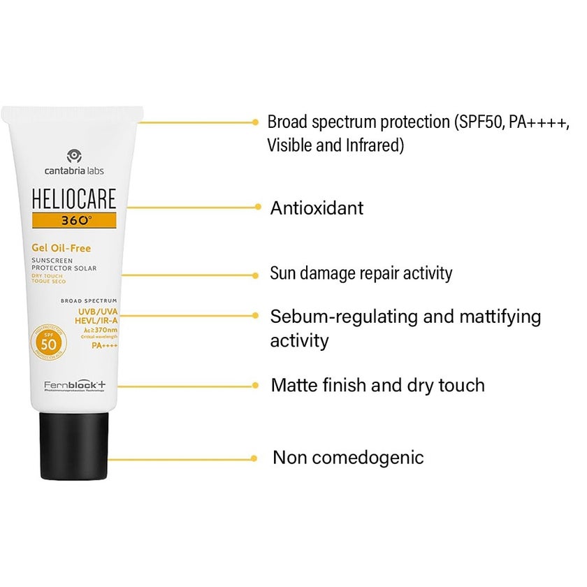 Heliocare 360° Gel Oil-Free Broad Spectrum Sunscreen Dry Touch With SPF 50 & PA++++ 50ml