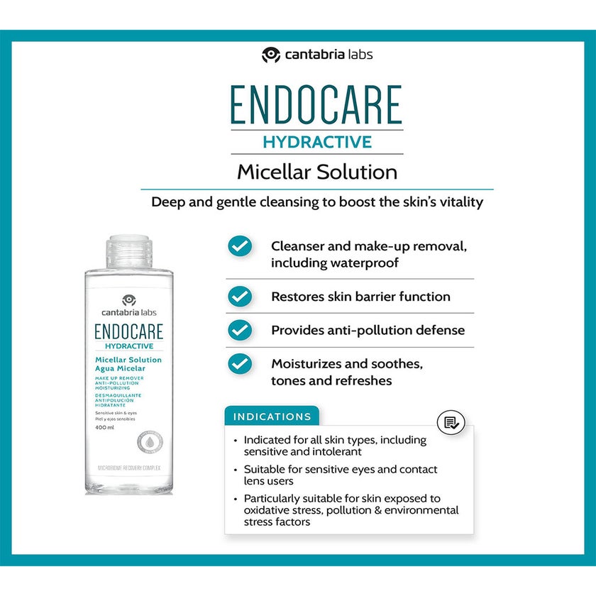 Endocare Hydractive Moisturizing Make-up Remover Micelar Solution For All Skin Types 100ml