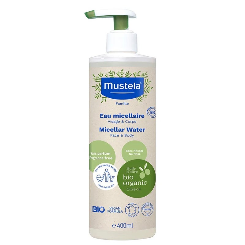 Mustela Bio Organic No Rinse Cleansing Micellar Water For Face And Body 400ml