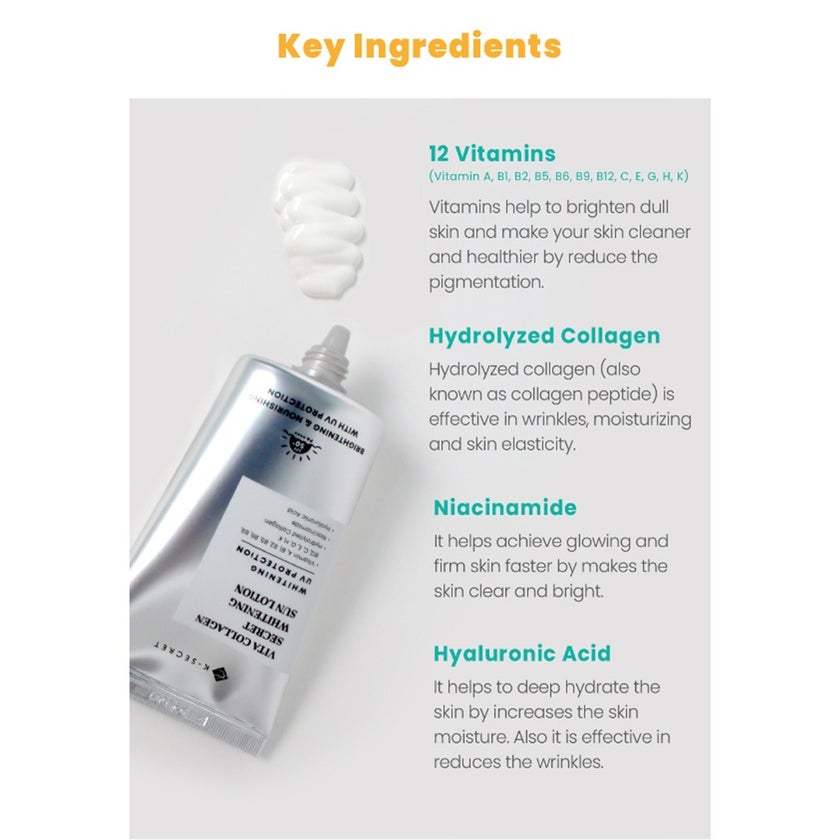 K-Secret Vita Collagen Whitening SPF50+ & PA++++ Sun Lotion 50ml