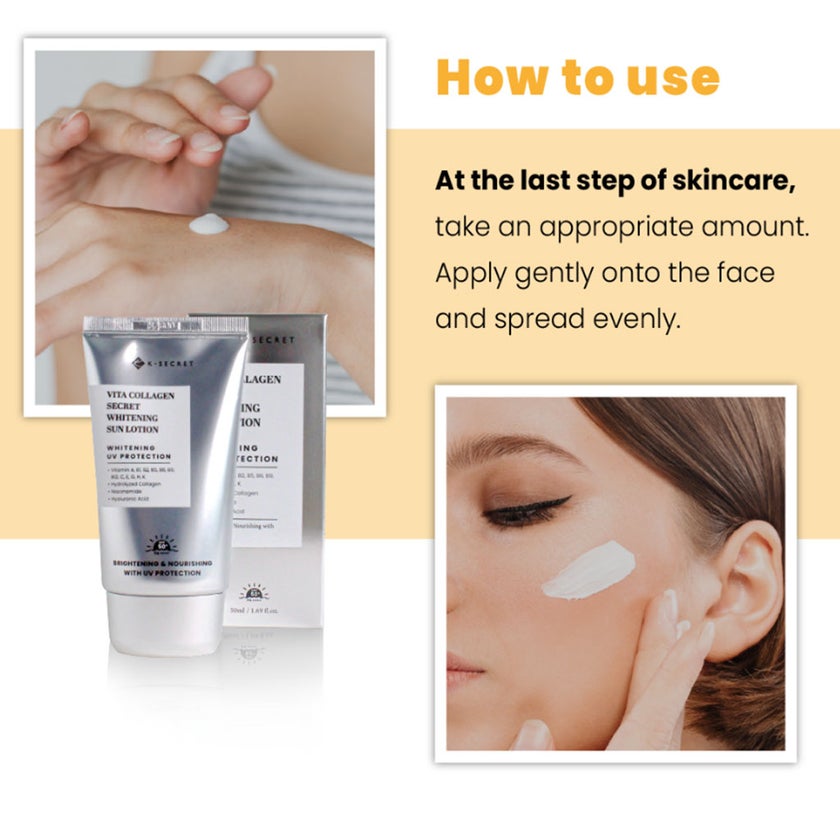 K-Secret Vita Collagen Whitening SPF50+ & PA++++ Sun Lotion 50ml