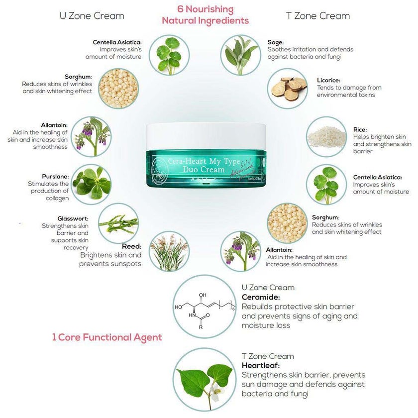 Axis-Y Cera-Heart My Type Hydrate & Smooth, Cooling & Nourishing 2-In-1 Duo Cream 60ml