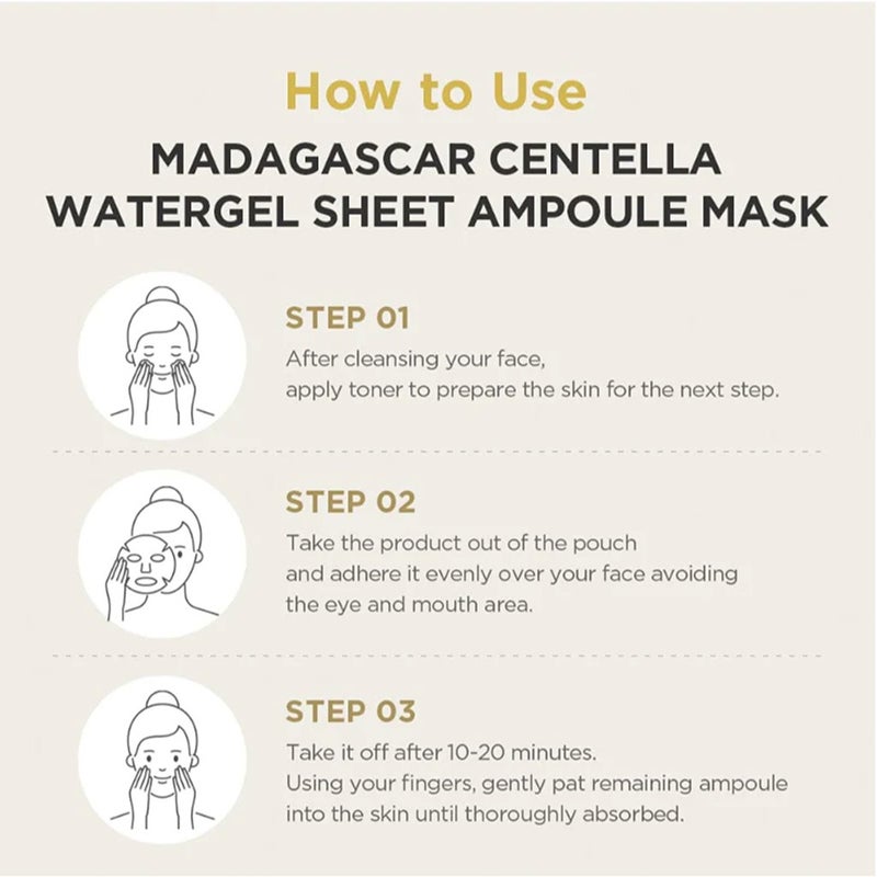 Skin1004 Madagascar Centella Watergel Sheet Ampoule Facial Mask, Pack of 25ml x 5's