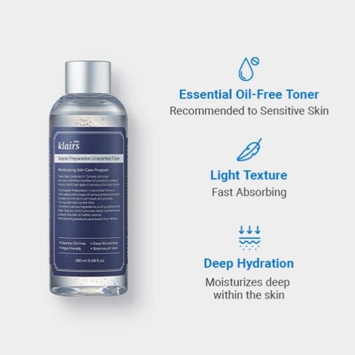 Dear Klairs Supple Preparation Unscented Toner 180ml Dear Klairs Supple Preparation Unscented Moisturizing Facial Toner 180ml Online | myAster UAE