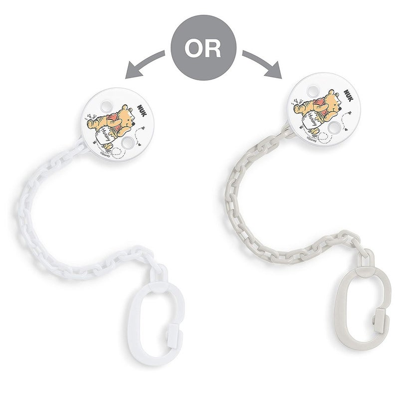 NUK Disney Winnie The Pooh Soother Chain With Clip For Baby, Pack of 1's