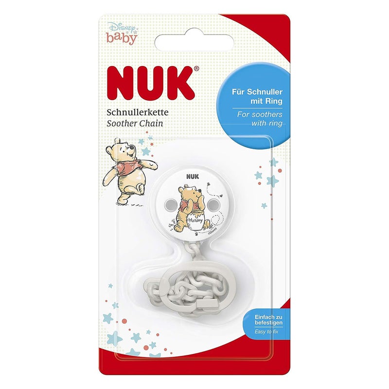 NUK Disney Winnie The Pooh Soother Chain With Clip For Baby, Pack of 1's
